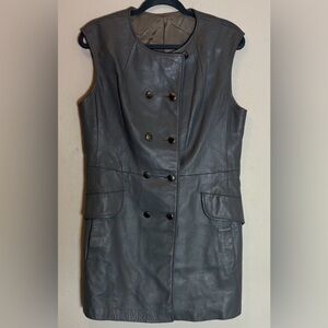 Leather double breasted vest has no labels -armpit to armpit approx 19”